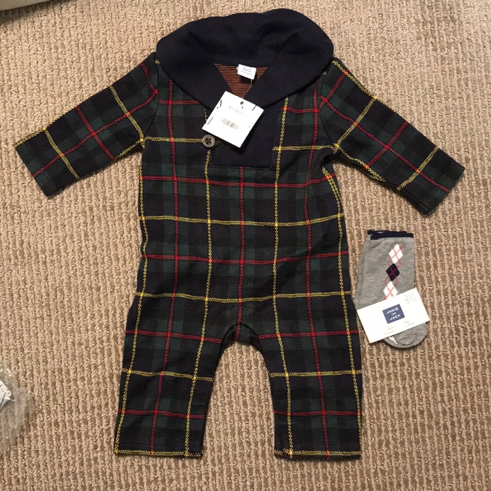 Janie and Jack holiday plaid onesie